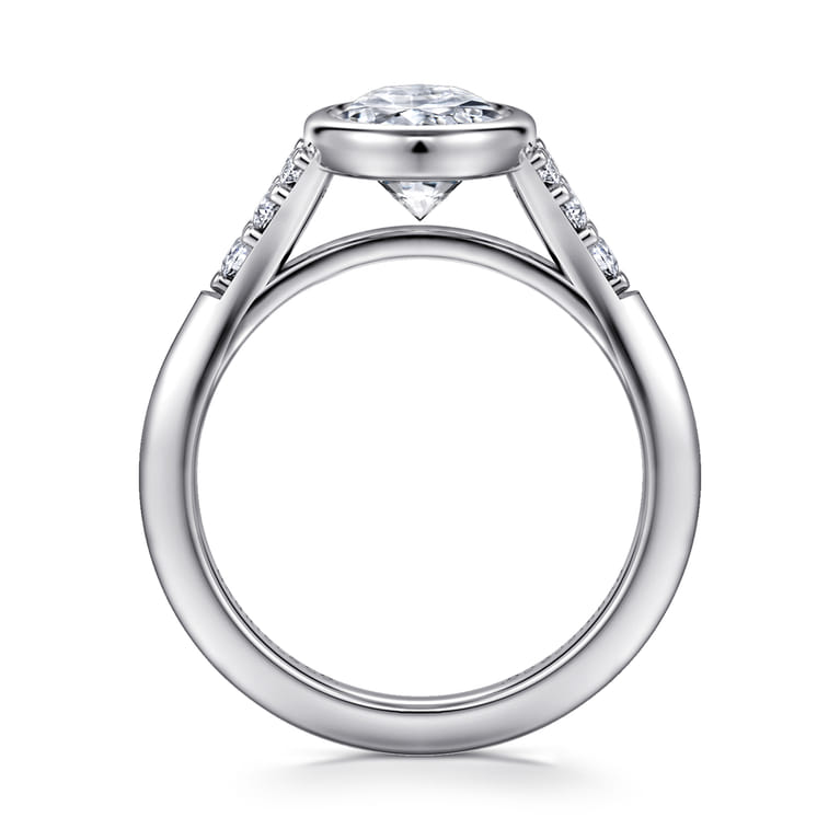 Iryna - 14K White Gold Oval Diamond Engagement Ring - 0.22 ct - Shot 2