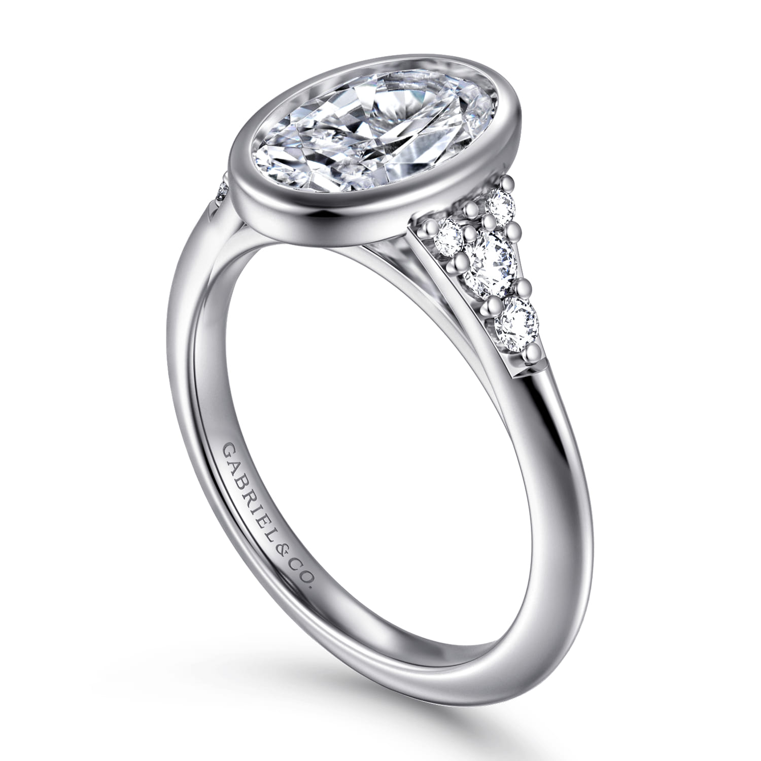 Iryna - 14K White Gold Oval Diamond Engagement Ring - 0.22 ct - Shot 3