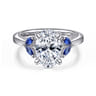 Dani - 14K White Gold Round Diamond and Sapphire Engagement Ring - 0.09 ct