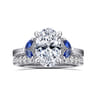 Dani - 14K White Gold Round Diamond and Sapphire Engagement Ring - 0.09 ct