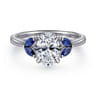 Dani - 14K White Gold Round Diamond and Sapphire Engagement Ring - 0.06 ct