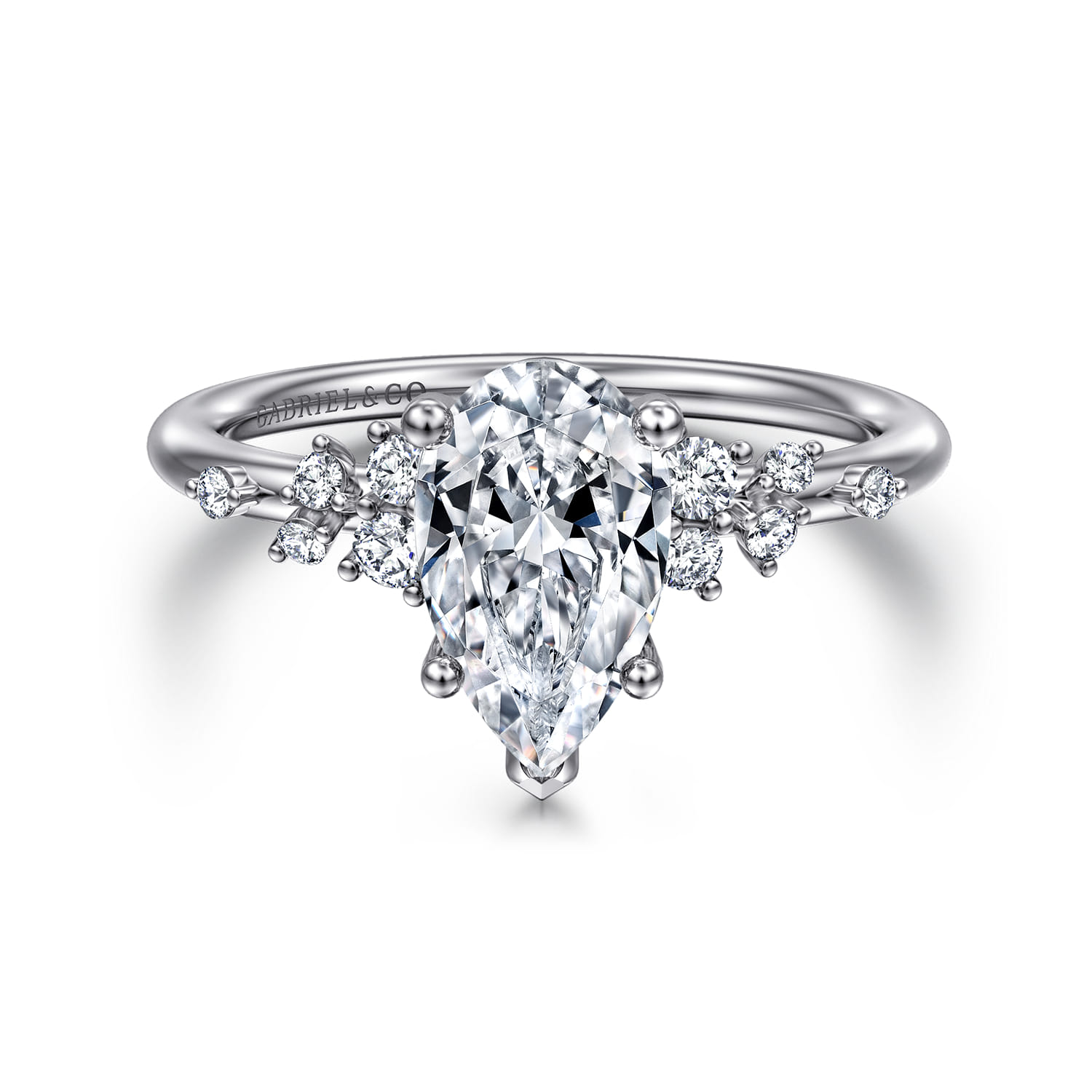 Reena - 14K White Gold Pear Shape Diamond Engagement Ring - 0.18 ct - Shot 1