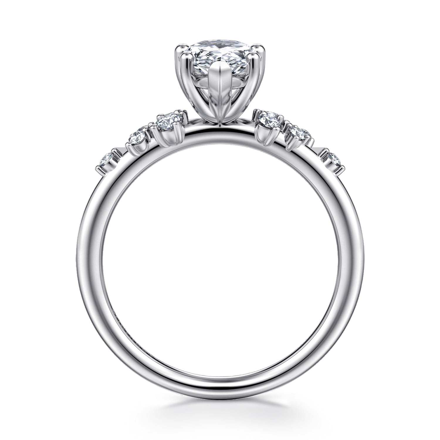 Reena - 14K White Gold Pear Shape Diamond Engagement Ring - 0.18 ct - Shot 2