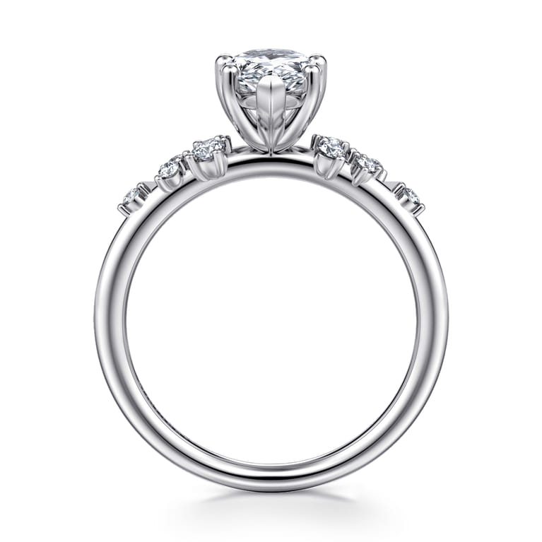 Reena - 14K White Gold Pear Shape Diamond Engagement Ring - 0.18 ct - Shot 2