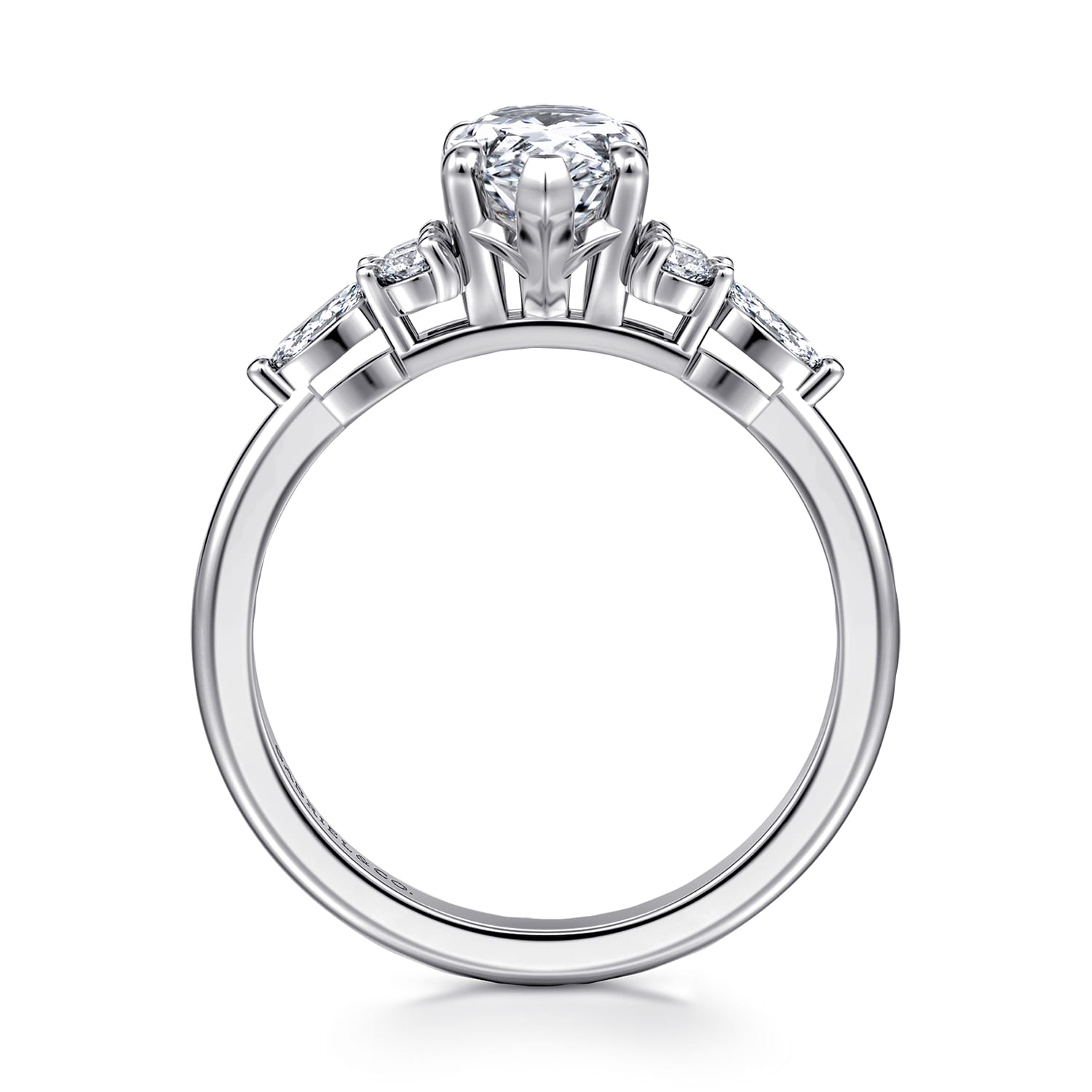 Avah - 14K White Gold Pear Shape Diamond Cluster Engagement Ring - 0.28 ct - Shot 2