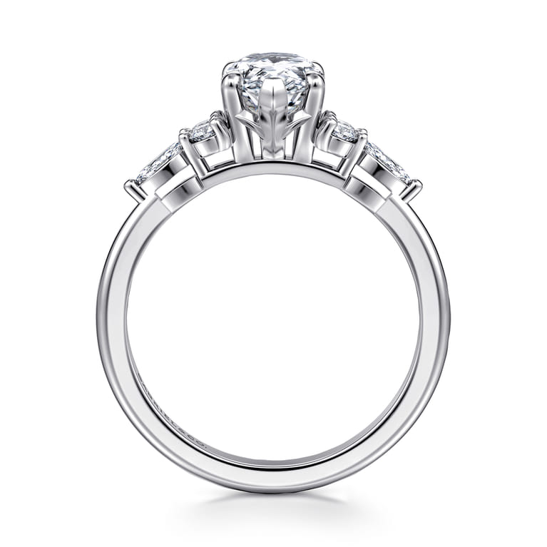 Avah - 14K White Gold Pear Shape Diamond Cluster Engagement Ring - 0.28 ct - Shot 2