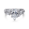 Charlina - 14K White Gold Floral Round Diamond Engagement Ring - 0.4 ct