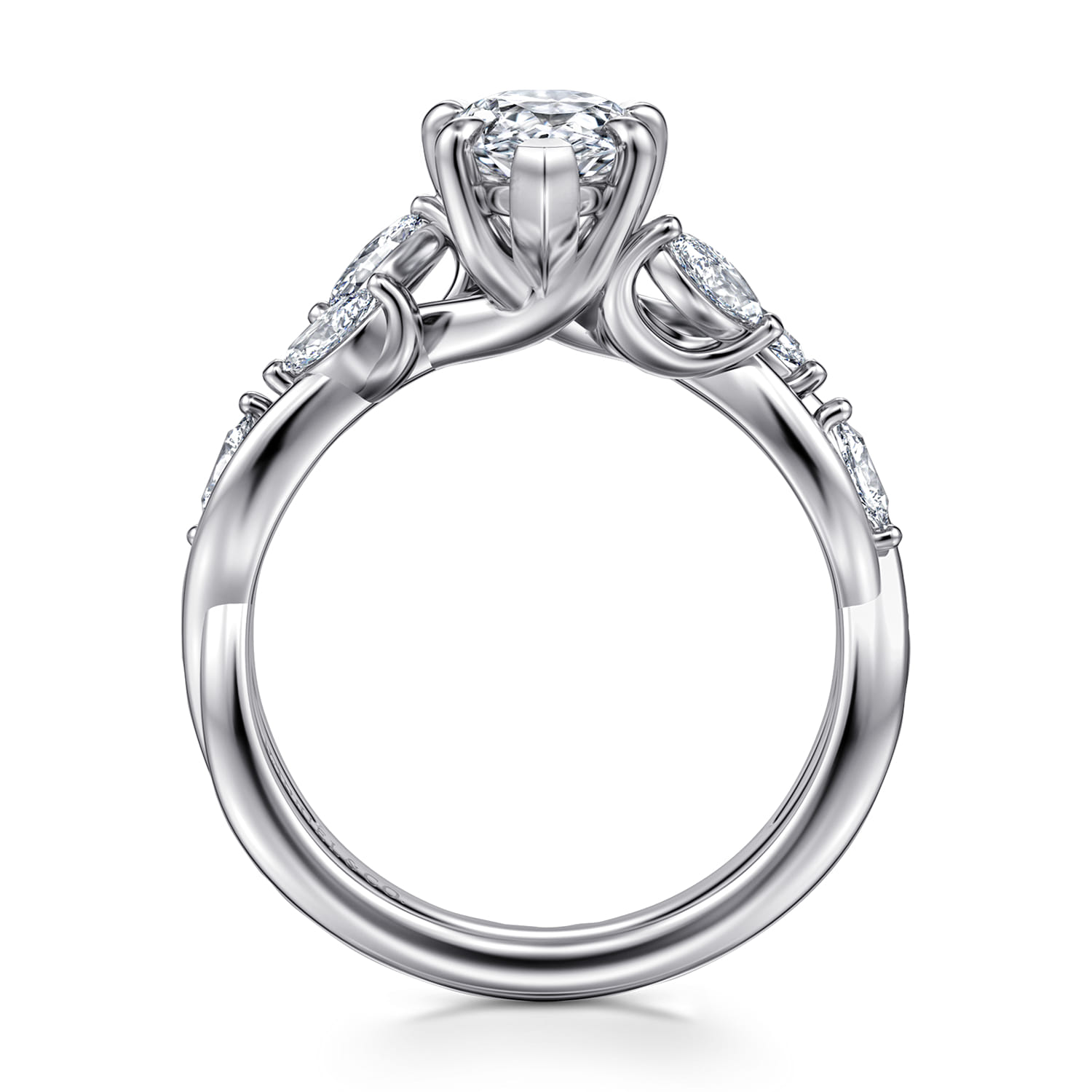 Charlina - 14K White Gold Floral Round Diamond Engagement Ring - 0.4 ct - Shot 2