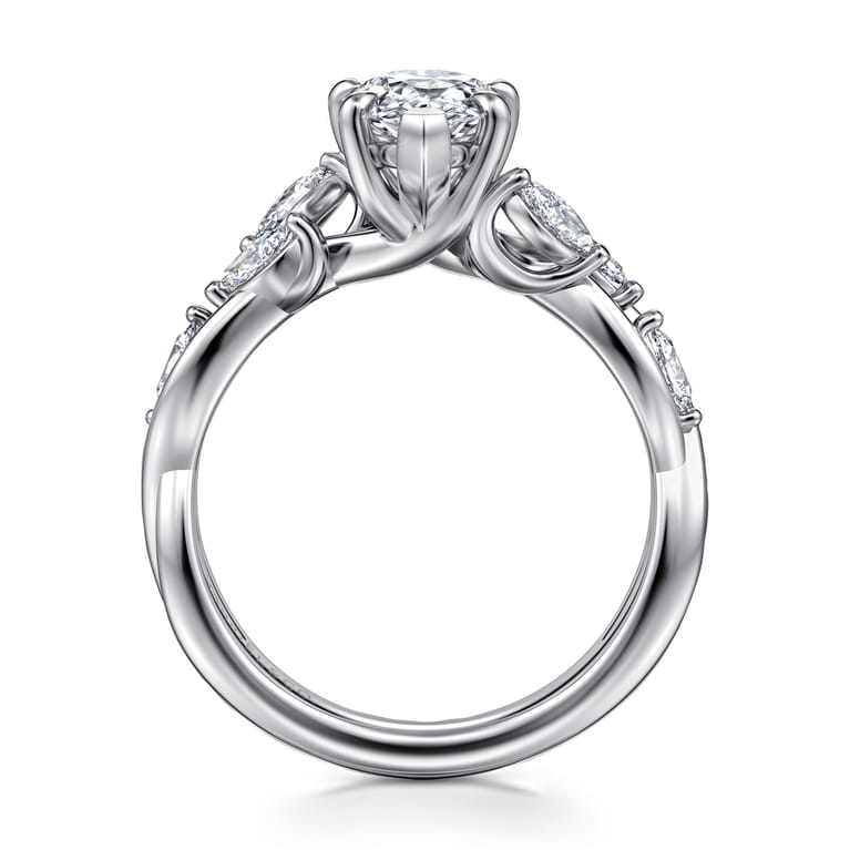 Charlina - 14K White Gold Floral Round Diamond Engagement Ring - 0.4 ct - Shot 2
