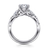 Charlina - 14K White Gold Floral Round Diamond Engagement Ring - 0.4 ct