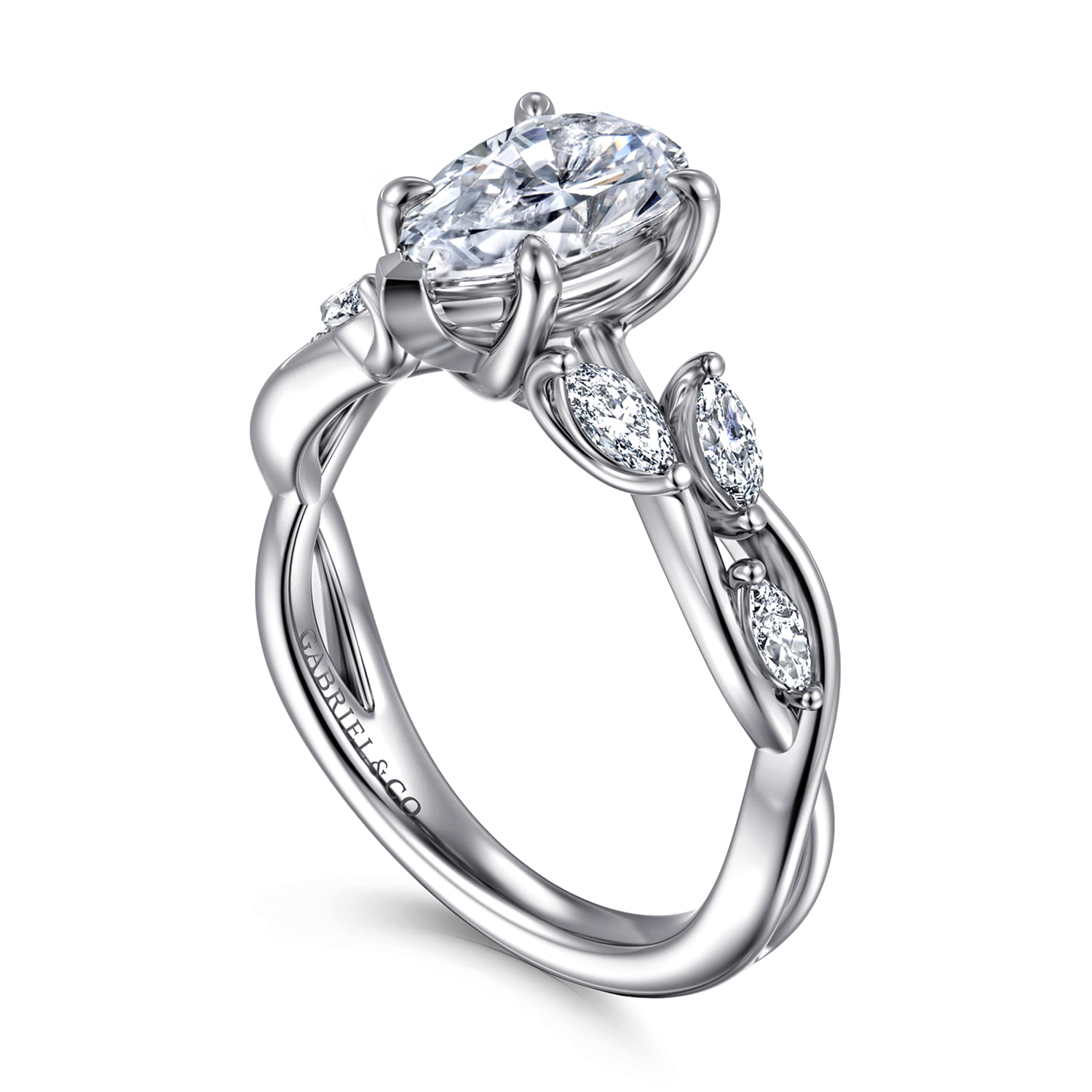Charlina - 14K White Gold Floral Round Diamond Engagement Ring - 0.4 ct - Shot 3