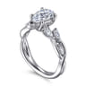 Charlina - 14K White Gold Floral Round Diamond Engagement Ring - 0.4 ct