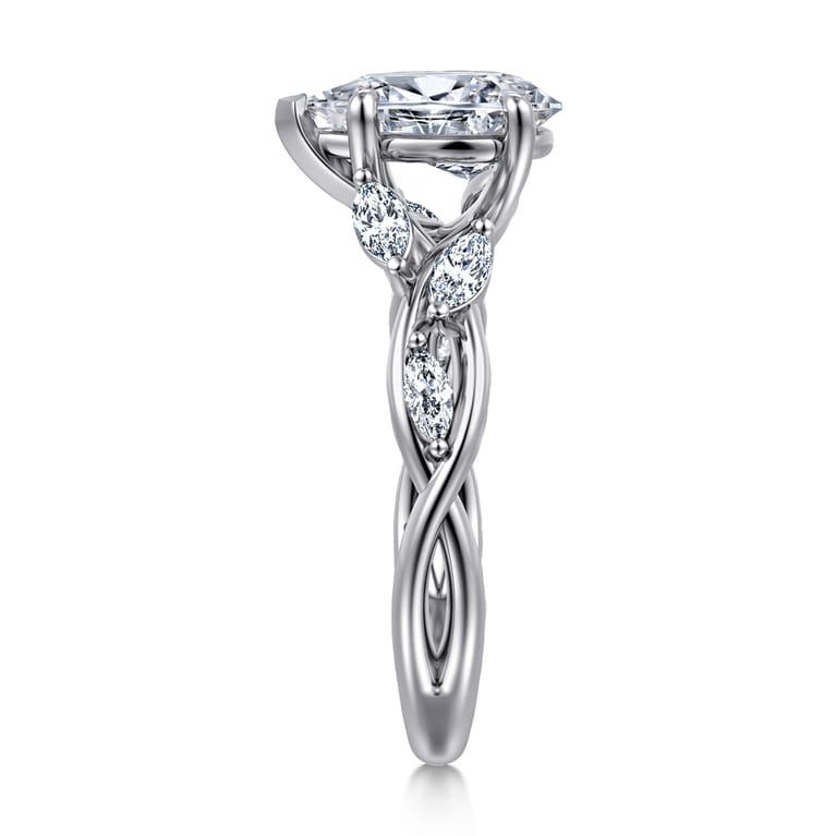 Charlina - 14K White Gold Floral Round Diamond Engagement Ring - 0.4 ct - Shot 4