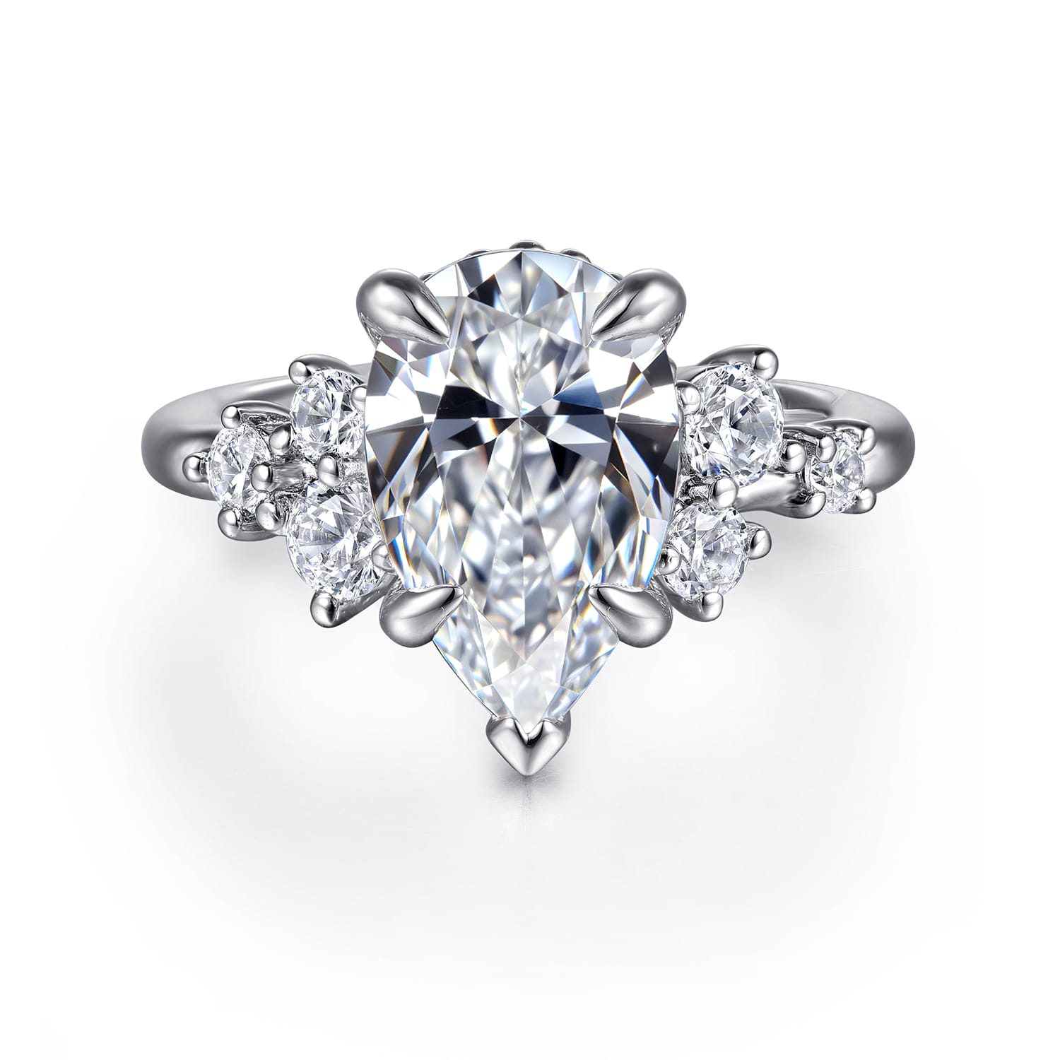 Alexa - 14K White Gold Pear Shape Diamond Engagement Ring - 0.5 ct - Shot 1
