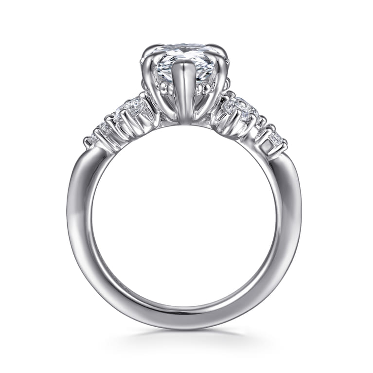 Alexa - 14K White Gold Pear Shape Diamond Engagement Ring - 0.5 ct - Shot 2