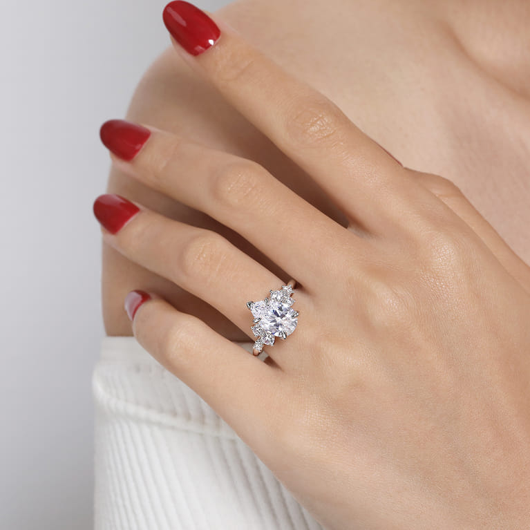 Alexa - 14K White Gold Pear Shape Diamond Engagement Ring - 0.5 ct - Shot 6