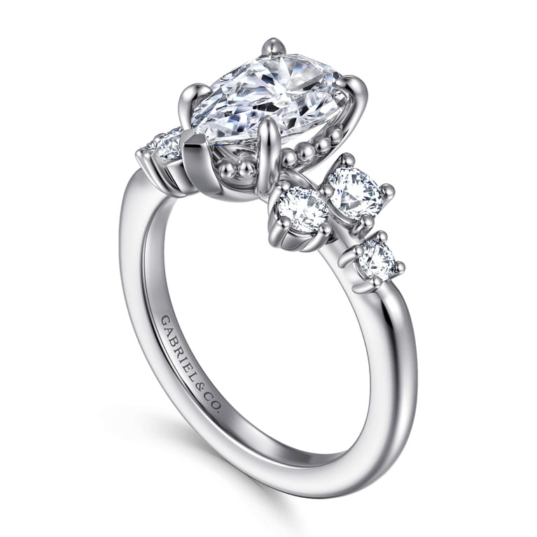 Alexa - 14K White Gold Pear Shape Diamond Engagement Ring - 0.5 ct - Shot 3