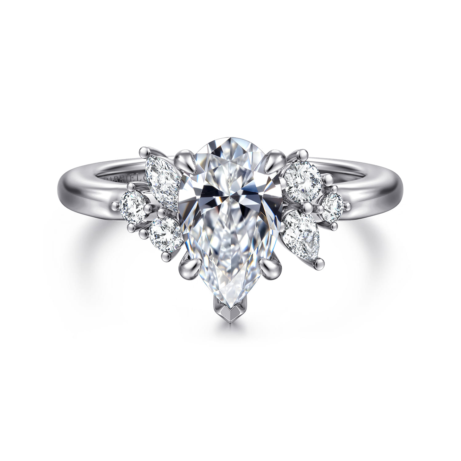 Caye - 14K White Gold Pear Shape Diamond Engagement Ring - 0.7 ct - Shot 1