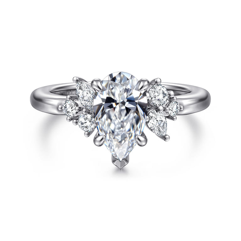 Caye - 14K White Gold Pear Shape Diamond Engagement Ring - 0.7 ct - Shot 1