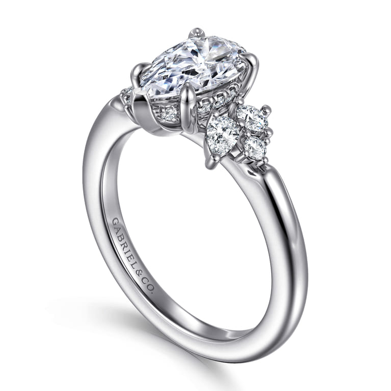 Caye - 14K White Gold Pear Shape Diamond Engagement Ring - 0.7 ct - Shot 3