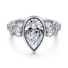 Veyra - 14K White Gold Pear Shape Three Stone Bezel Diamond Engagement Ring - 1 ct
