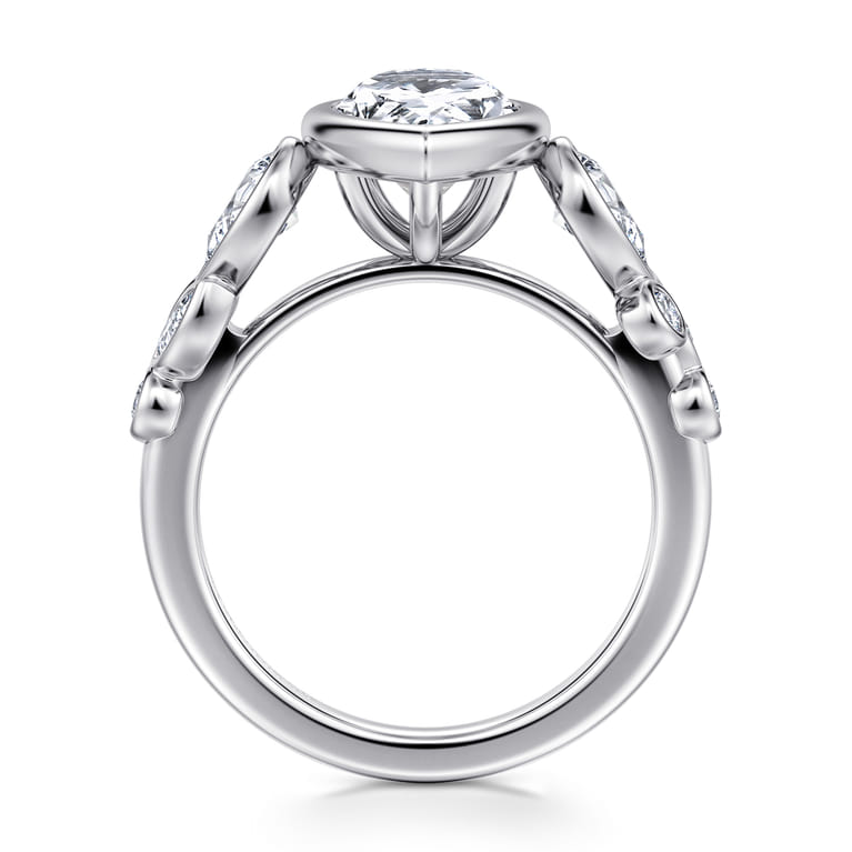 Veyra - 14K White Gold Pear Shape Three Stone Bezel Diamond Engagement Ring - 1 ct - Shot 2
