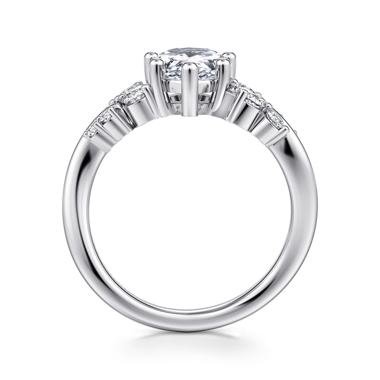 Charm - 14K White Gold Bypass Pear Shape Diamond Engagement Ring - 0.4 ct - Shot 2