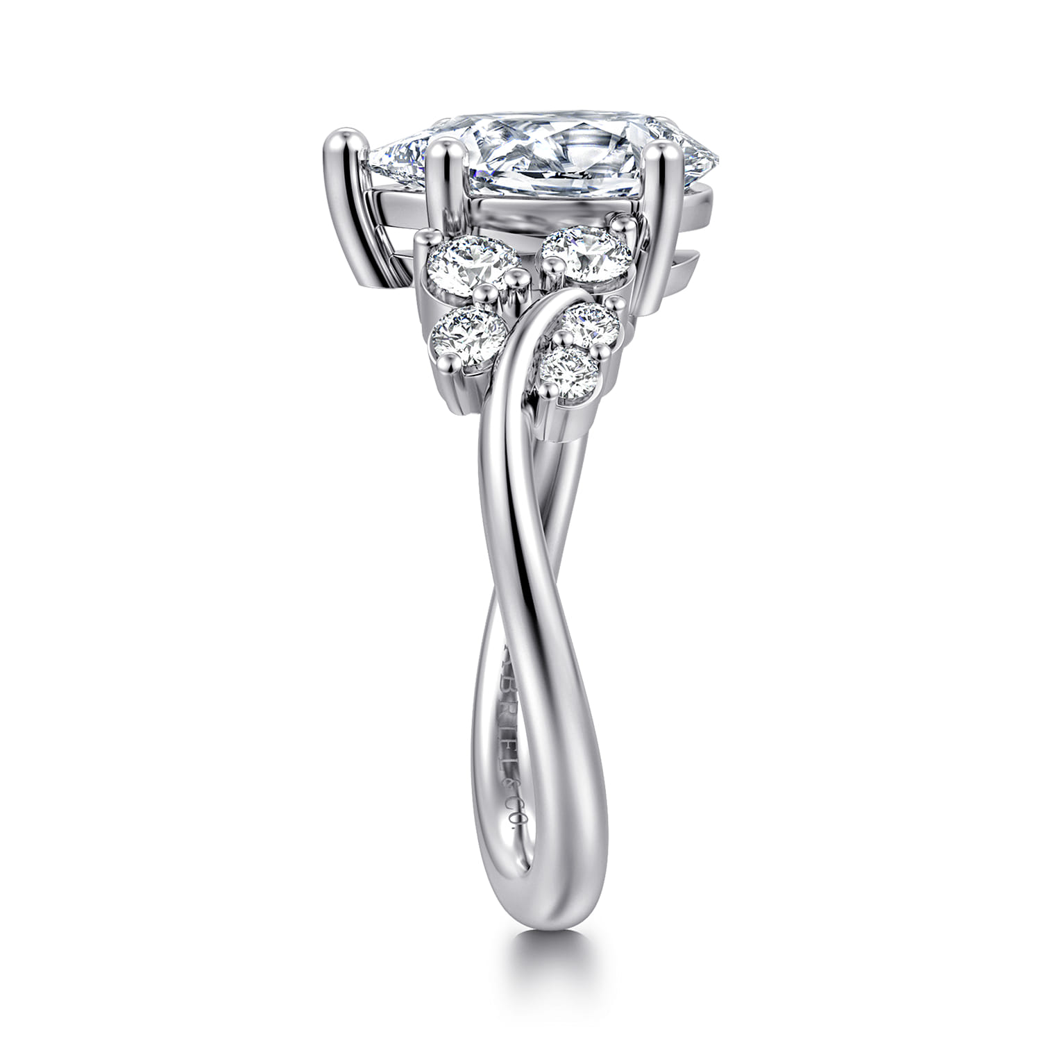 Charm - 14K White Gold Bypass Pear Shape Diamond Engagement Ring - 0.4 ct - Shot 4