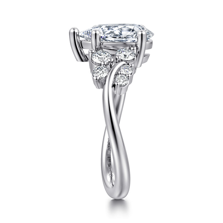 Charm - 14K White Gold Bypass Pear Shape Diamond Engagement Ring - 0.4 ct - Shot 4