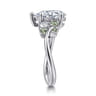 Charm - 14K White Gold Bypass Pear Shape Green Sapphire and Diamond Engagement Ring - 0.18 ct
