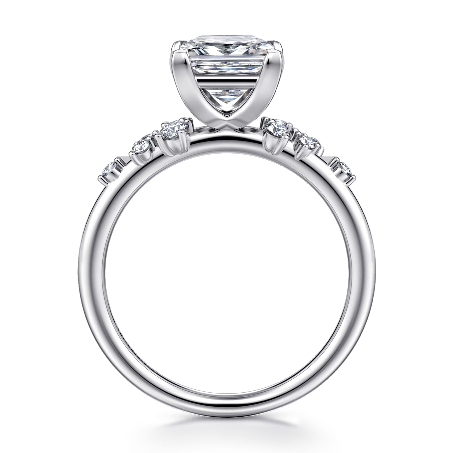 Reena - 14K White Gold Princess Cut Diamond Engagement Ring - 0.18 ct - Shot 2