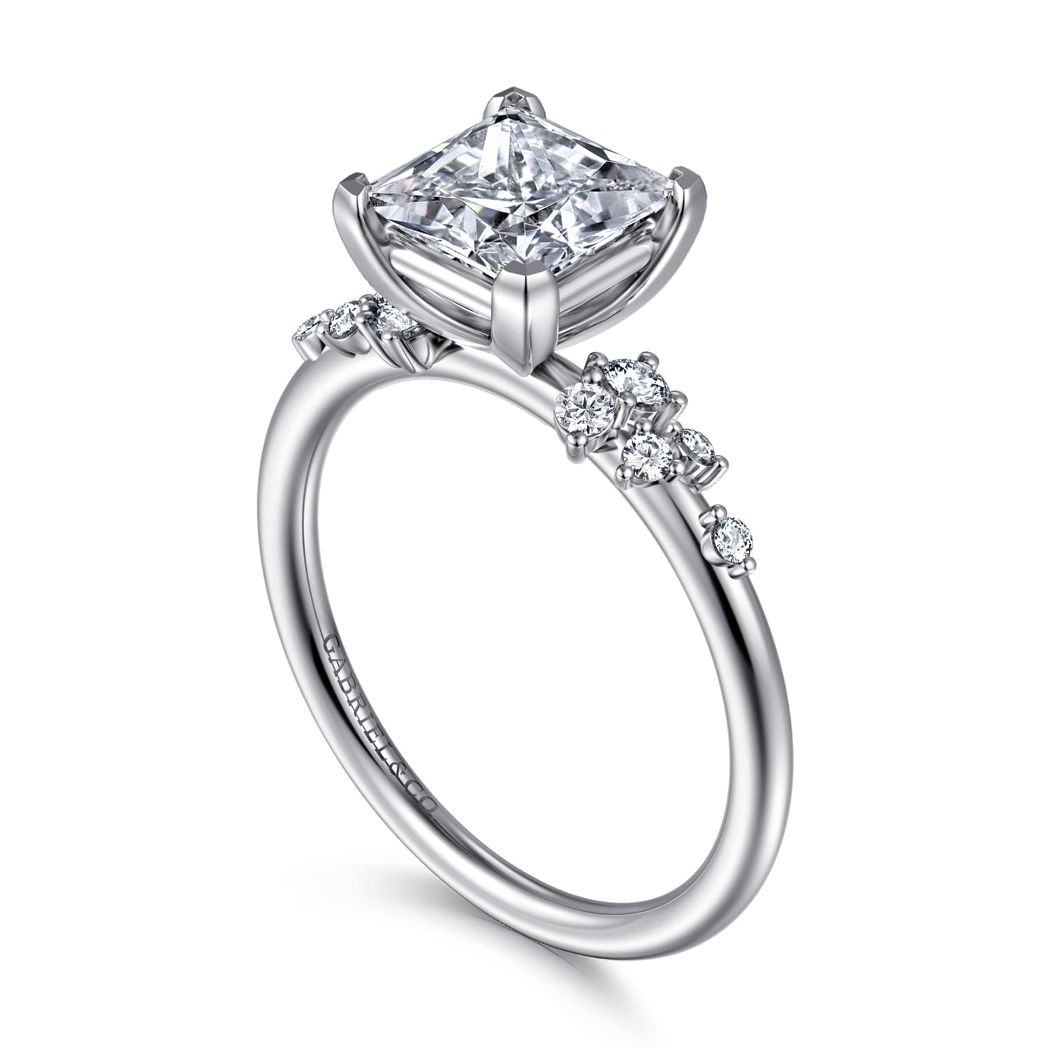 Reena - 14K White Gold Princess Cut Diamond Engagement Ring - 0.18 ct - Shot 3