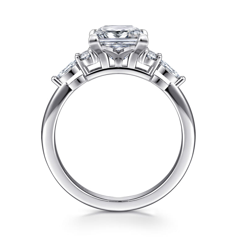 Avah - 14K White Gold Princess Cut Diamond Cluster Engagement Ring - 0.28 ct - Shot 2