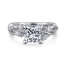 Charlina - 14K White Gold Floral Princess Cut Diamond Engagement Ring - 0.35 ct