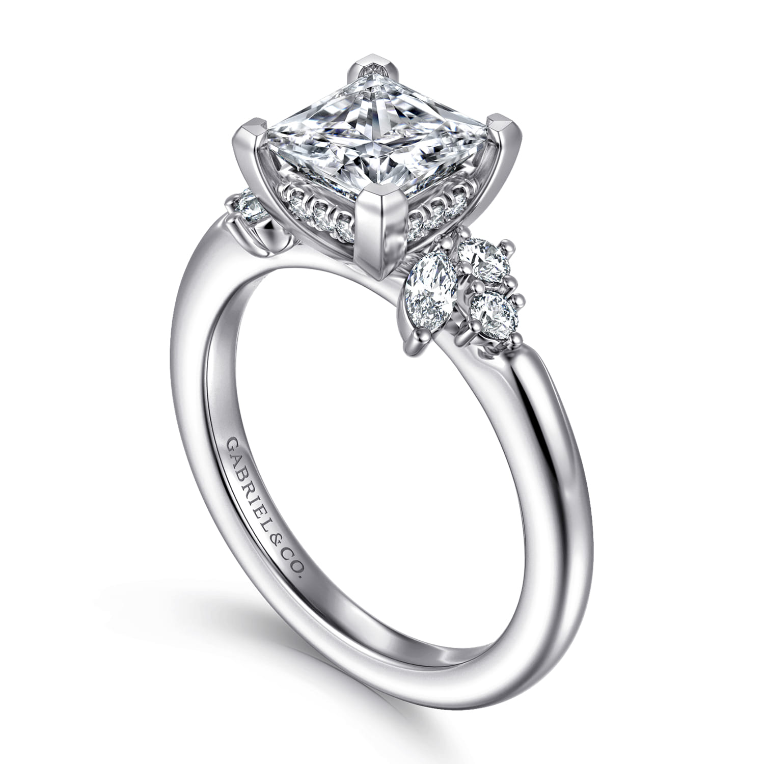 Caye - 14K White Gold Princess Cut Diamond Engagement Ring - 0.7 ct - Shot 3