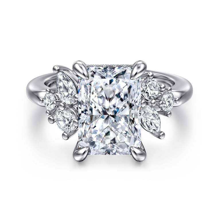 Caye - 14K White Gold Radiant Cut Diamond Engagement Ring - 0.7 ct - Shot 1