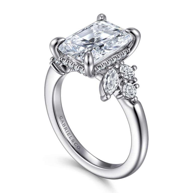Caye - 14K White Gold Radiant Cut Diamond Engagement Ring - 0.7 ct - Shot 3