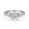 Solene - Vintage Inspired 14K White Gold Round Diamond Engagement Ring - 0.13 ct
