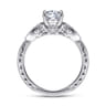 Solene - Vintage Inspired 14K White Gold Round Diamond Engagement Ring - 0.13 ct