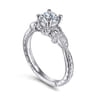 Solene - Vintage Inspired 14K White Gold Round Diamond Engagement Ring - 0.13 ct