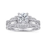 Solene - Vintage Inspired 14K White Gold Round Diamond Engagement Ring - 0.13 ct