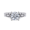Solene - Vintage Inspired 14K White Gold Round Diamond Engagement Ring - 0.14 ct
