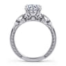 Solene - Vintage Inspired 14K White Gold Round Diamond Engagement Ring - 0.14 ct