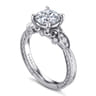 Solene - Vintage Inspired 14K White Gold Round Diamond Engagement Ring - 0.14 ct