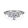 Louise - 14K White Gold Three Stone Cluster Round Diamond Engagement Ring - 0.12 ct