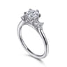 Louise - 14K White Gold Three Stone Cluster Round Diamond Engagement Ring - 0.12 ct