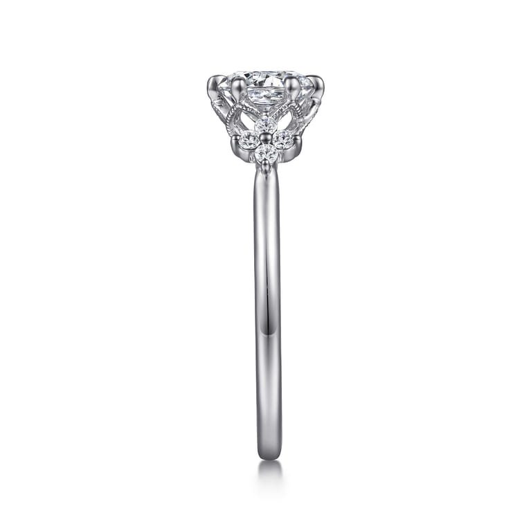 Louise - 14K White Gold Three Stone Cluster Round Diamond Engagement Ring - 0.12 ct - Shot 5