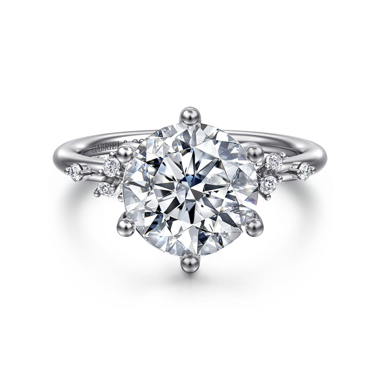 Reena - 14K White Gold Round Diamond Engagement Ring - 0.18 ct - Shot 1