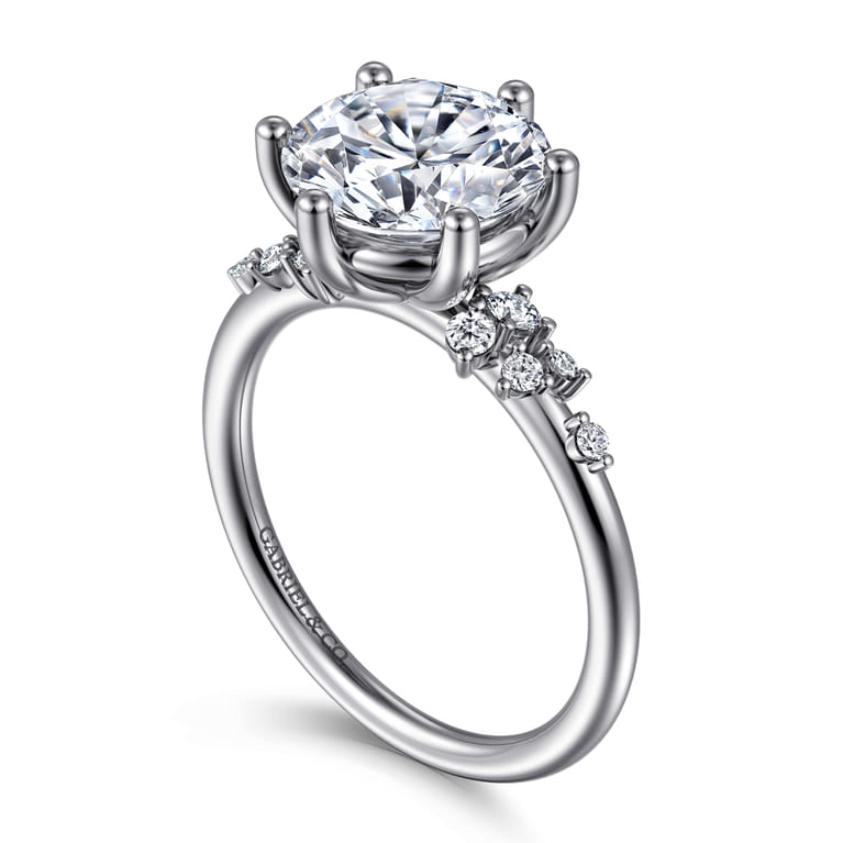 Reena - 14K White Gold Round Diamond Engagement Ring - 0.18 ct - Shot 3