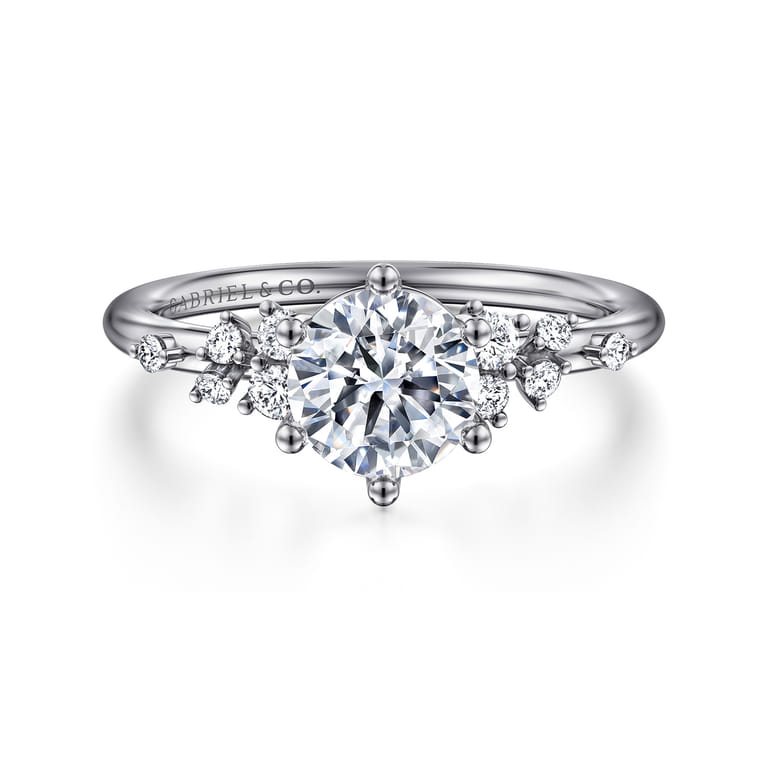 Reena - 14K White Gold 6 Prong Round Diamond Engagement Ring - 0.18 ct - Shot 1